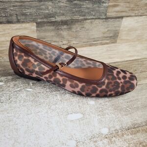 Dolce Vita Aileen Womens Mary Jane Flats Sz 5 M Brown Leopard Buckle Square Toe